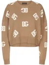 Dolce & Gabbana Dg Monogram Virgin Wool Jumper In Brown