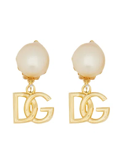 Dolce & Gabbana Dg Newton Dangle Earrings In Gold