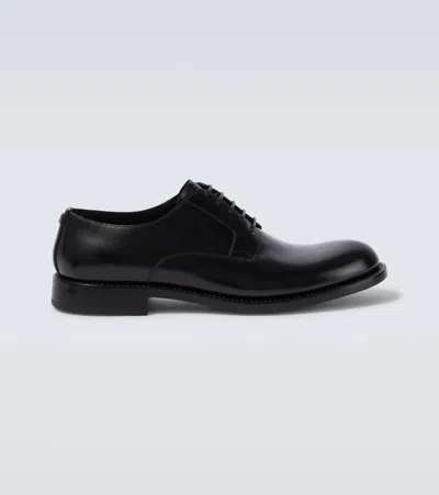 Dolce & Gabbana Lace-up Derby Shoes With A Brushed Finish In Black