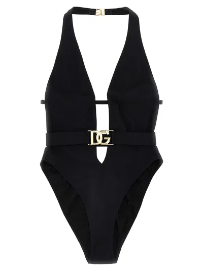 Dolce & Gabbana Dg One-piece Swimsuit In Black