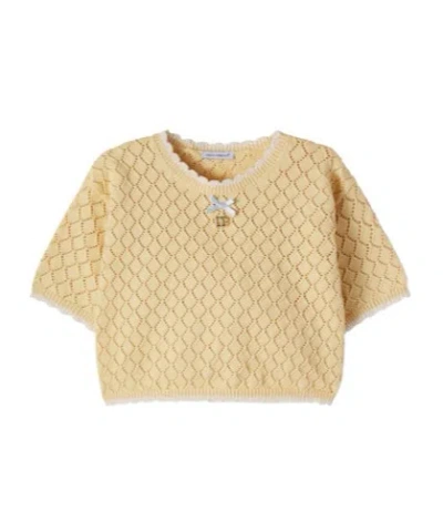 Dolce & Gabbana Kids' Dg Open-knit Cotton Top In Brown