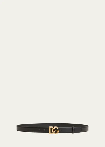 Dolce & Gabbana Dg Ornate Logo Leather Belt In Nero