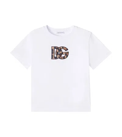 Dolce & Gabbana Kids' Dg Patch-appliqué Cotton T-shirt In White