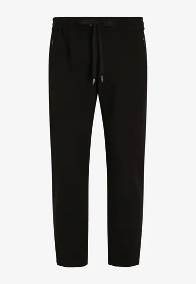 Dolce & Gabbana Dg Patch Elastic-waist Pants In Black