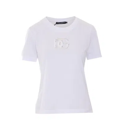 Dolce & Gabbana Dg Patch Logo T-shirt In White