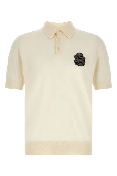 Dolce & Gabbana 'dg' Patch Polo Shirt In Neutral