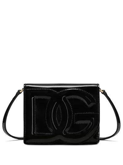 Dolce & Gabbana Elegant Dg Logo Patent Leather Crossbody Handbag In Black