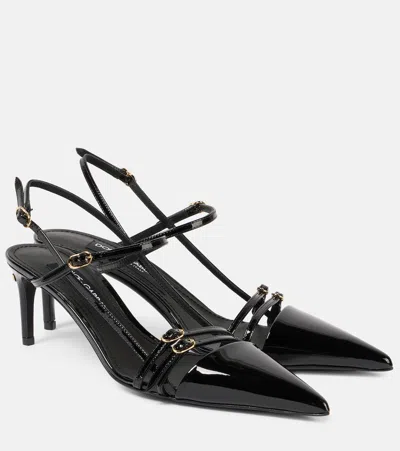 Dolce & Gabbana Dg Patent Leather Slingback Pumps In Black