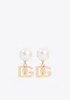Dolce & Gabbana Metallic Finish Earrings With Pearl Accent
