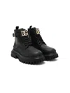 Dolce & Gabbana Dg Plaque Combat Boots In Black