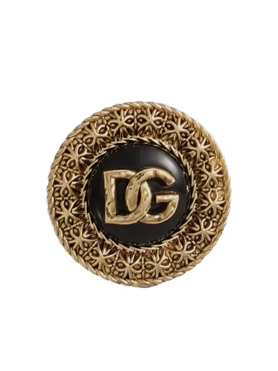 Dolce & Gabbana Dg-plaque Earrings In Black