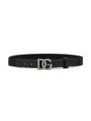 Dolce & Gabbana Dg Plaque Elasticated Belt In Black