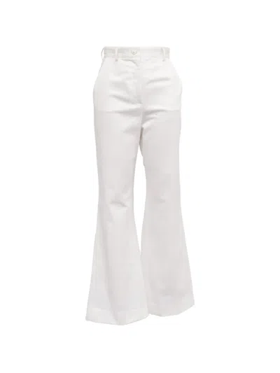 Pre-owned Dolce & Gabbana Dg Plaque Flared Trousers In White