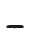 Dolce & Gabbana Leather Belt With Metal Monogram In Black