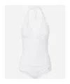 Dolce & Gabbana Halter Neck Ruched Detailing One-piece Swimsuit In White