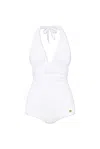 Dolce & Gabbana Indem Halter One-piece Swimsuit In White