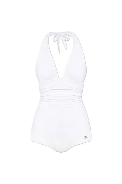 Dolce & Gabbana Indem Halter One-piece Swimsuit In Nero