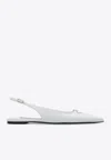 Dolce & Gabbana White Slingback Ballet Flats With Logo Detail In Leather Woman In White