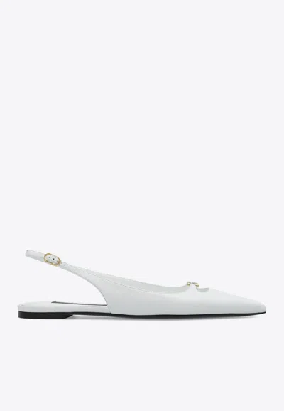 DOLCE & GABBANA DG PLAQUE POINTED-TOE FLATS