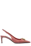 Dolce & Gabbana Pink Slingback With Metallic Logo In Patent Leather Woman In Pink