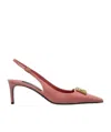 Dolce & Gabbana Pink Slingback With Metallic Logo In Patent Leather Woman In Pink