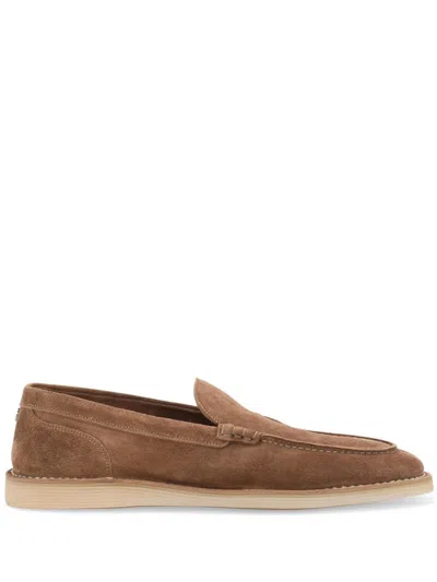 Dolce & Gabbana New Florio Perforated Suede Loafers In Brown