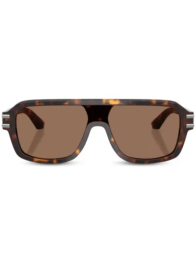 Dolce & Gabbana Dg-plaque Sunglasses In Brown