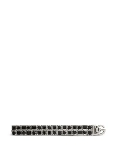 Dolce & Gabbana Dg-plaque Tie Clip In Black