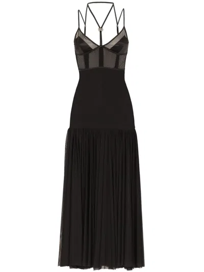 Dolce & Gabbana Women's Tulle Overlay Corset Dress In Black