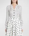 Dolce & Gabbana Dg Polka-dot Print Notch-collar Silk Twill Shirt In White Prt