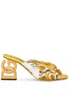 Dolce & Gabbana Sandalo Dg Pop In Twill Di Seta Stampata In Yellow
