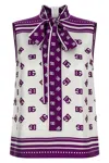 Dolce & Gabbana Allover Printed Sleeveless High Neck Top In Purple