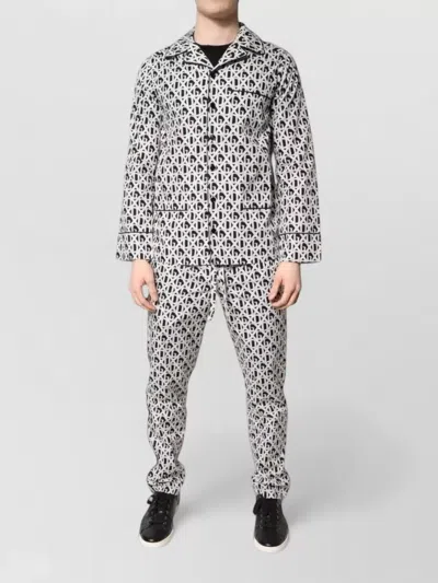 Dolce & Gabbana Dg Print Cotton Pajama Set Sleepwear In White