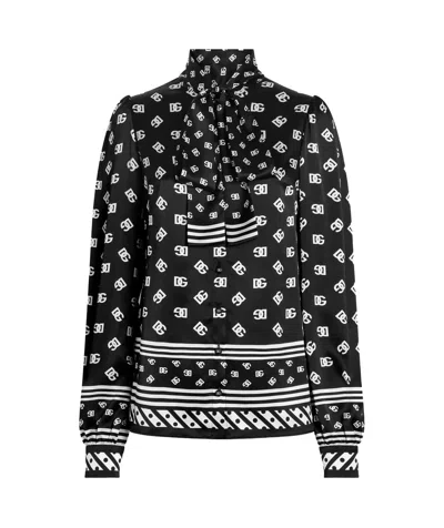 DOLCE & GABBANA DOLCE  GABBANA DG PRINTED PUSSY-BOW SHIRT