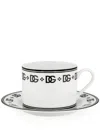 Dolce & Gabbana Dg Logo Teacup And Saucer (set Of Two) In Weiss