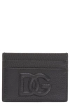 Dolce & Gabbana Dg Puffy Logo Leather Card Case In Nero