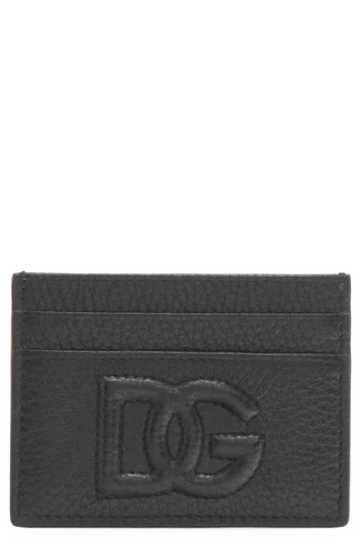 Dolce & Gabbana Dg Puffy Logo Leather Card Case In Nero