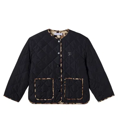 Dolce & Gabbana Kids' Dg Quilted Jacket In Black