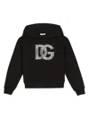 Dolce & Gabbana Dg-rhinestone Cotton Hoodie In Black