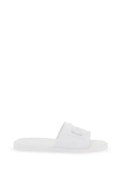 Dolce & Gabbana White Sandals With Logo Detail In Rubber Man In Multi