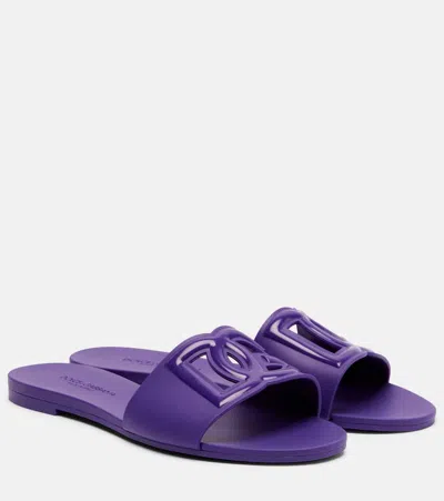 Dolce & Gabbana Slides With Dg Millennials Logo In Purple