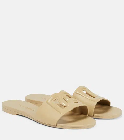 Dolce & Gabbana Dg Cutout Slides In Beige