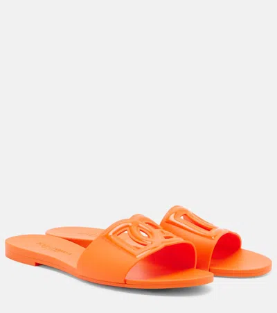 Dolce & Gabbana Dg Rubber Slides In Orange