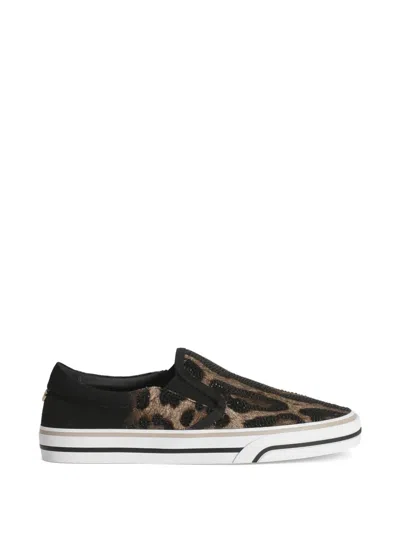 Dolce & Gabbana Dg Sailing Sneakers In Printed Canvas In Black