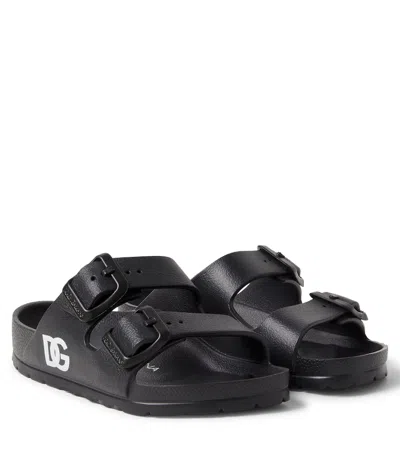 Dolce & Gabbana Kids' Dg Sandals In Black