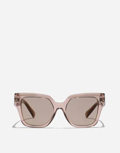 Dolce & Gabbana Dg Sharped Sunglasses In Transparent Camel