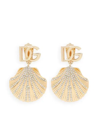 Dolce & Gabbana Dg Shell Drop Clip-on Earrings In Gold