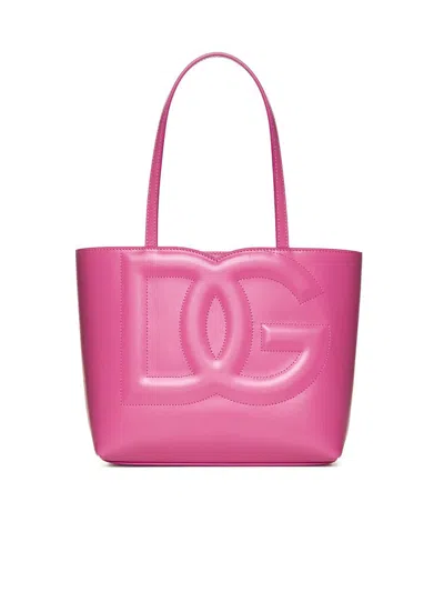 Dolce & Gabbana Pink Leather Tote Bag In Fuchsia
