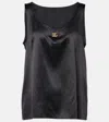 Dolce & Gabbana Dg Silk-blend Satin Tank Top In Black