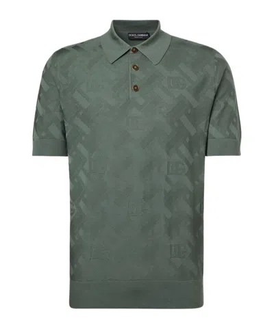 Dolce & Gabbana Dg Silk Polo Shirt In Green